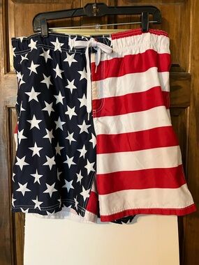 Faded Glory Red, White & Blue Mesh Lined Sports Shorts